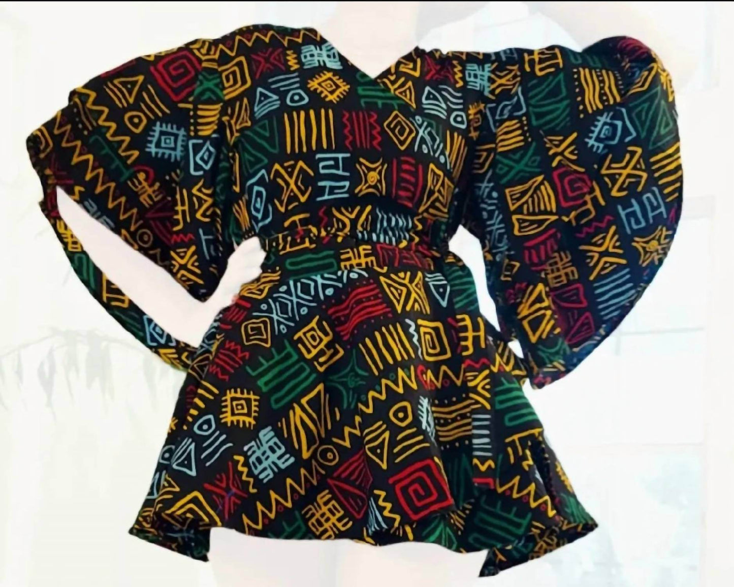 India Batik - Two Piece Rasta Wrap Blouse And Skirt Set - Rack Hunt -