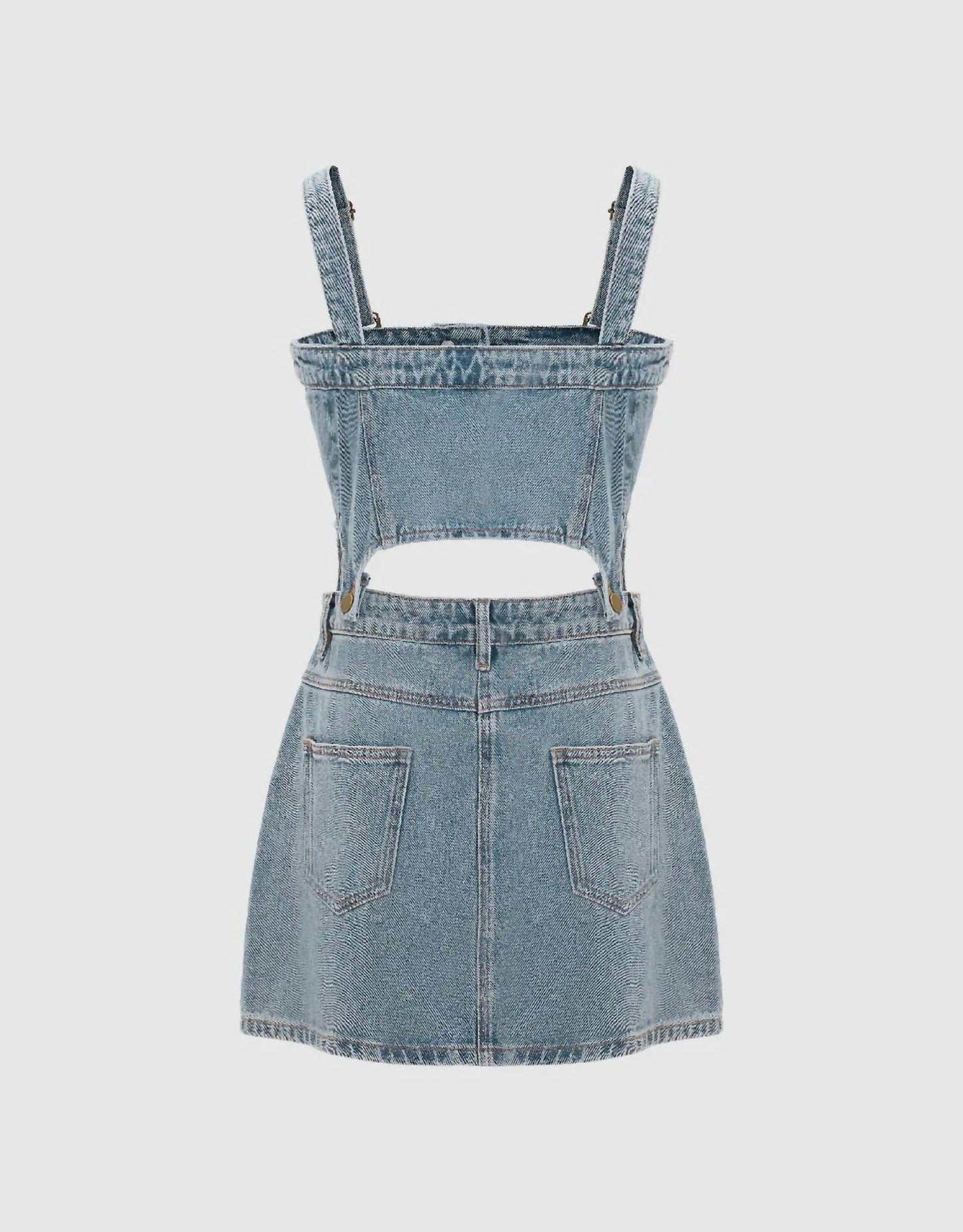 Urban Revivo - 2 In 1 Denim Pinafore Dress - Rack Hunt -
