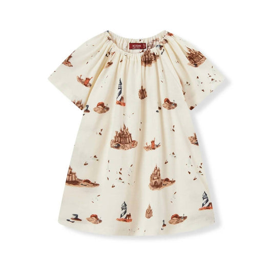 Girl's Sandcastle Organic Cotton Dress & Bloomer Set