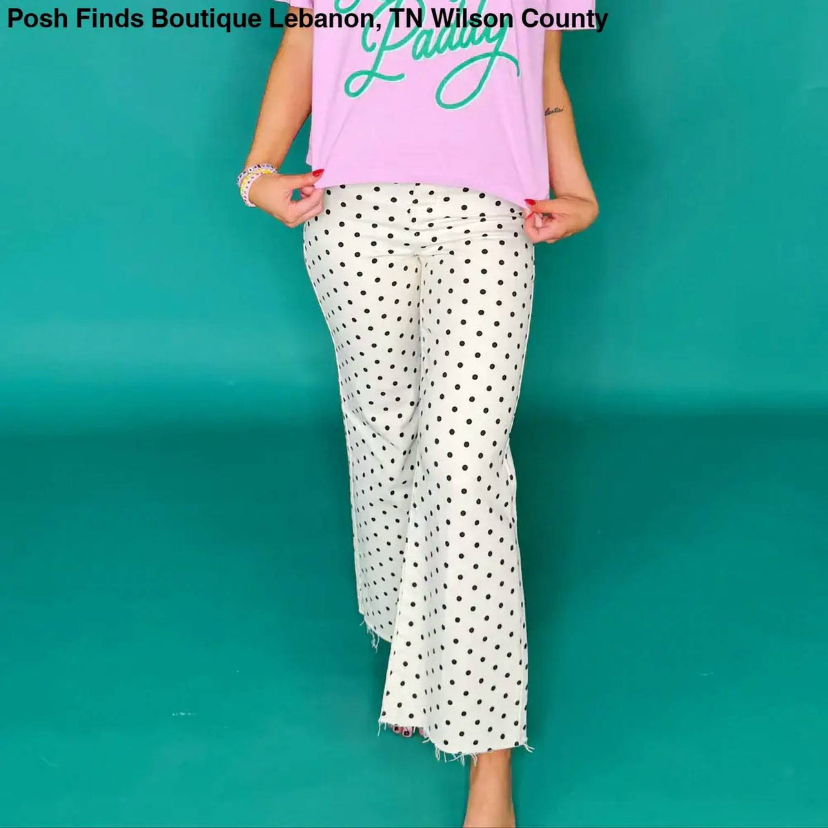 Women's Mini Polka Dot Stretchy Denim Pants