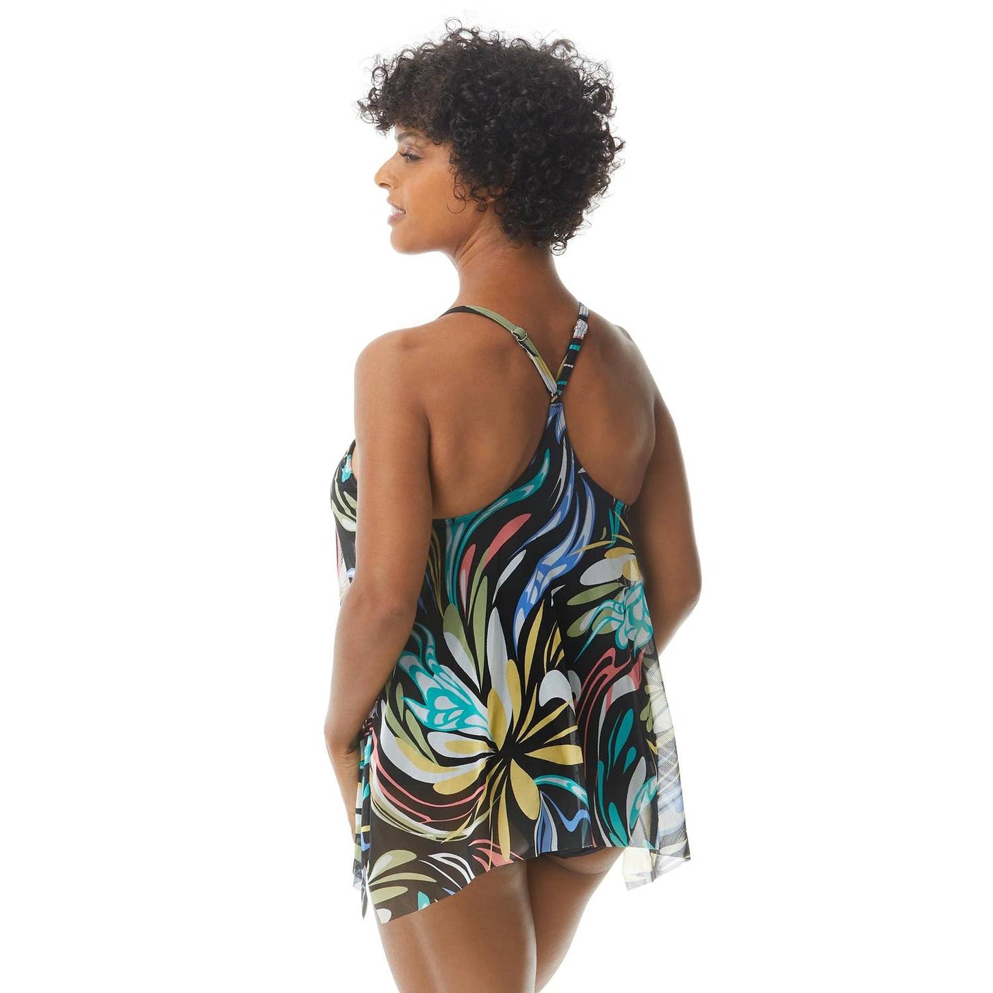 Current Mesh Layer Underwire Tankini Top