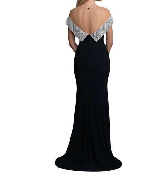 Saboroma - Illusion Off-the-shoulder Gown With Slit - Rack Hunt -