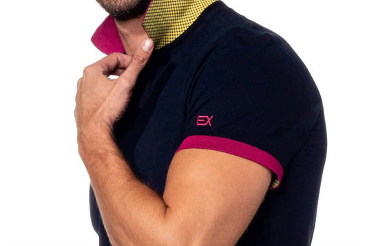 Double Sided Grid Print Collar Polo