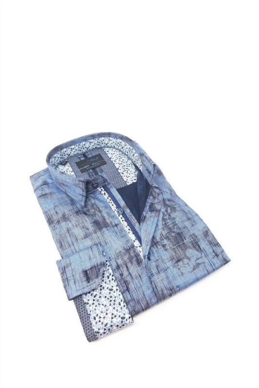 Matter Print Button Down Shirt With Trim