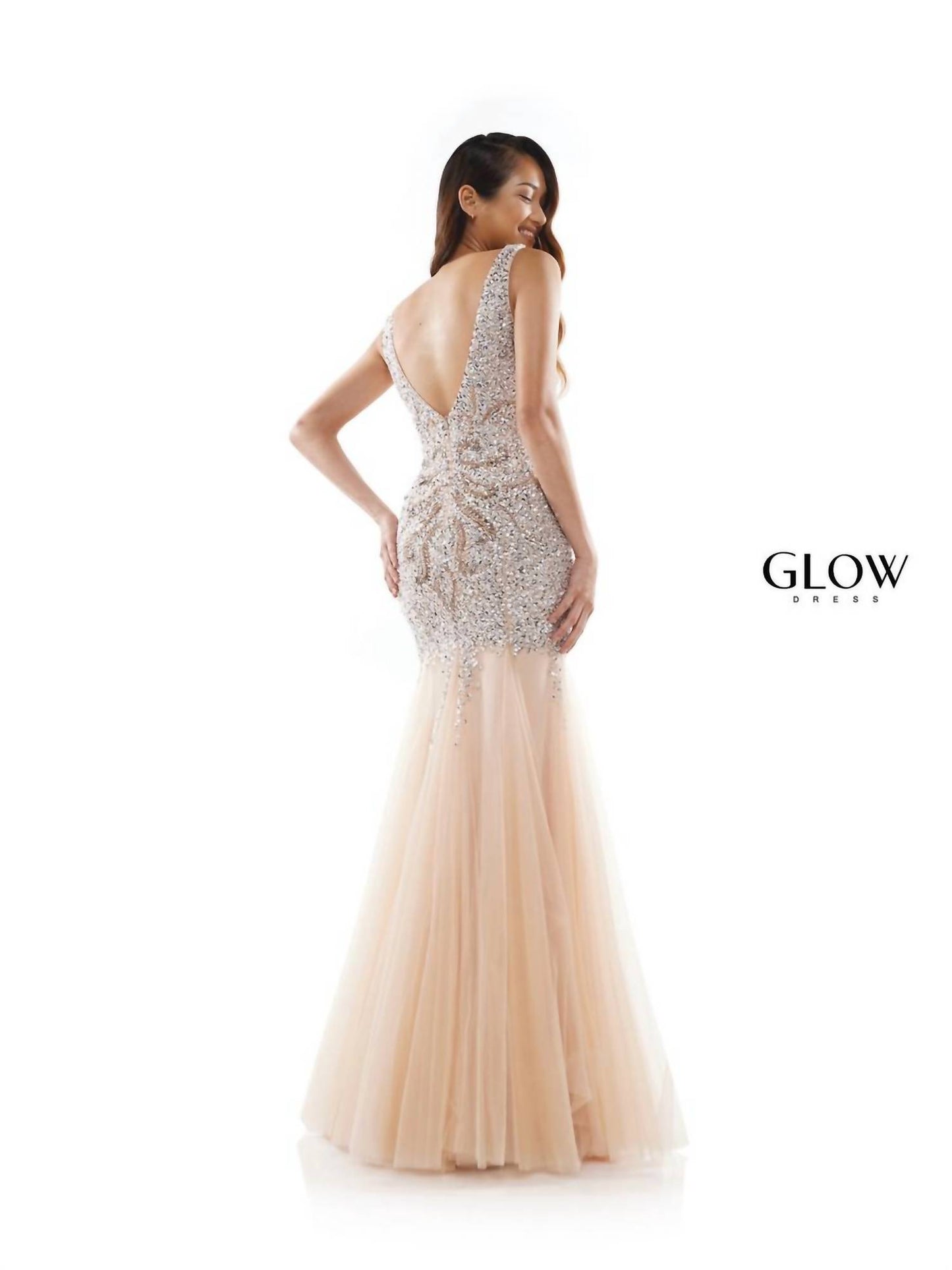 Beaded Tulle Mermaid Gown