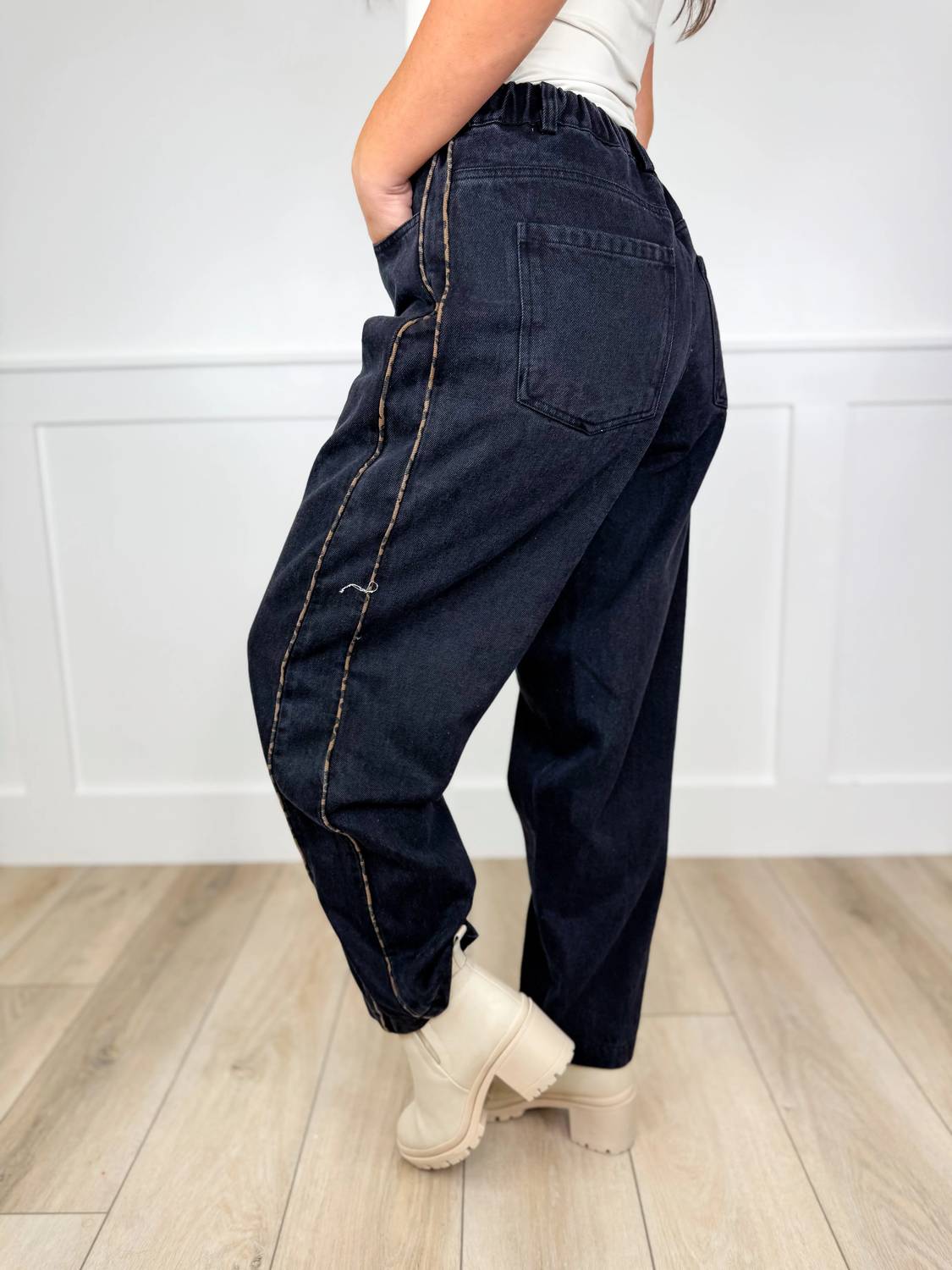 Wild Whispers High-rise Cotton Blend Barrel Jeans