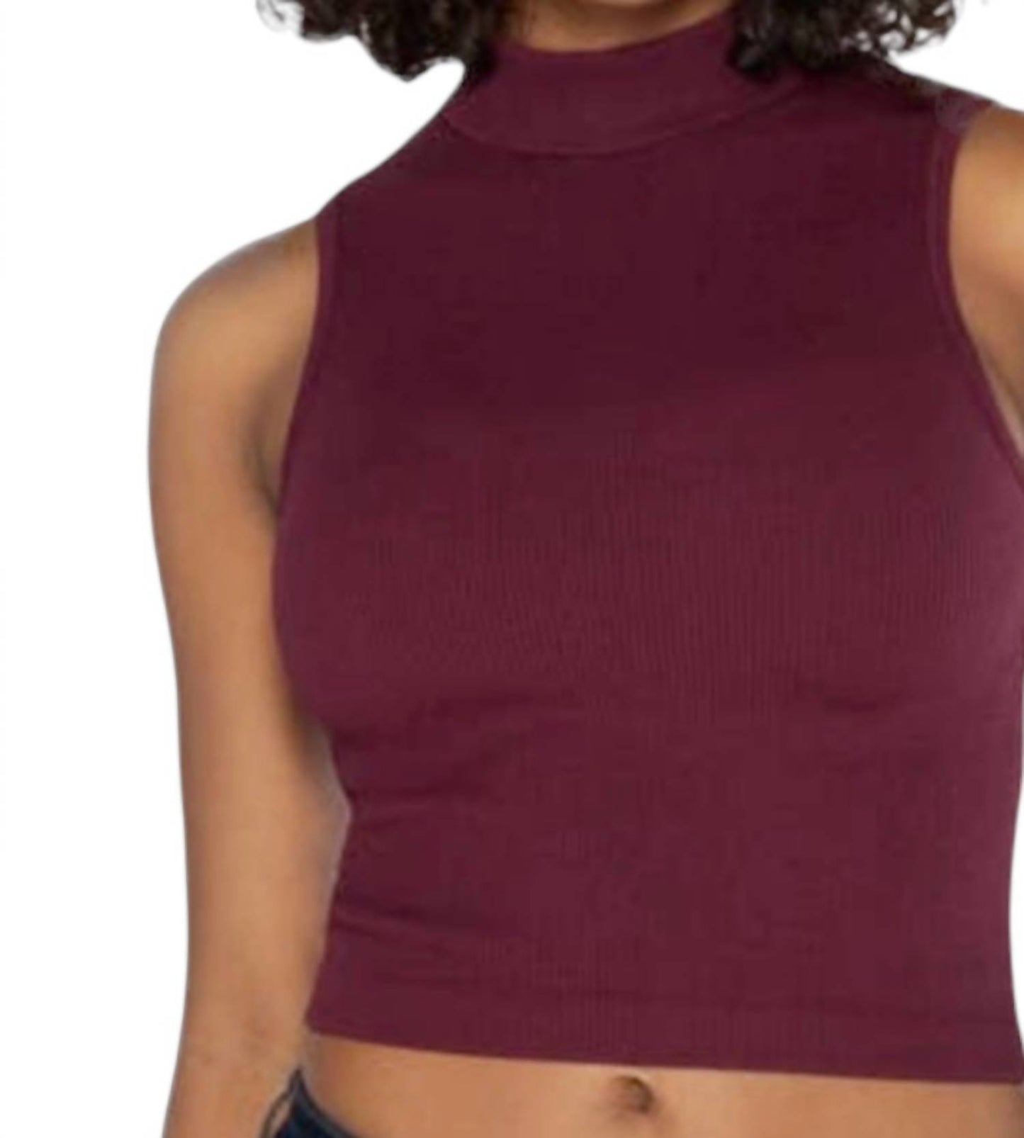 Bamboo Ribbed Mock Neck Top
