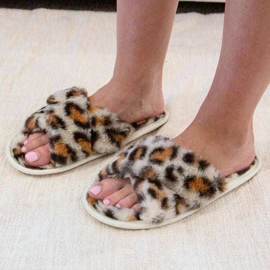 Women's Criss Cross Fur Slippers