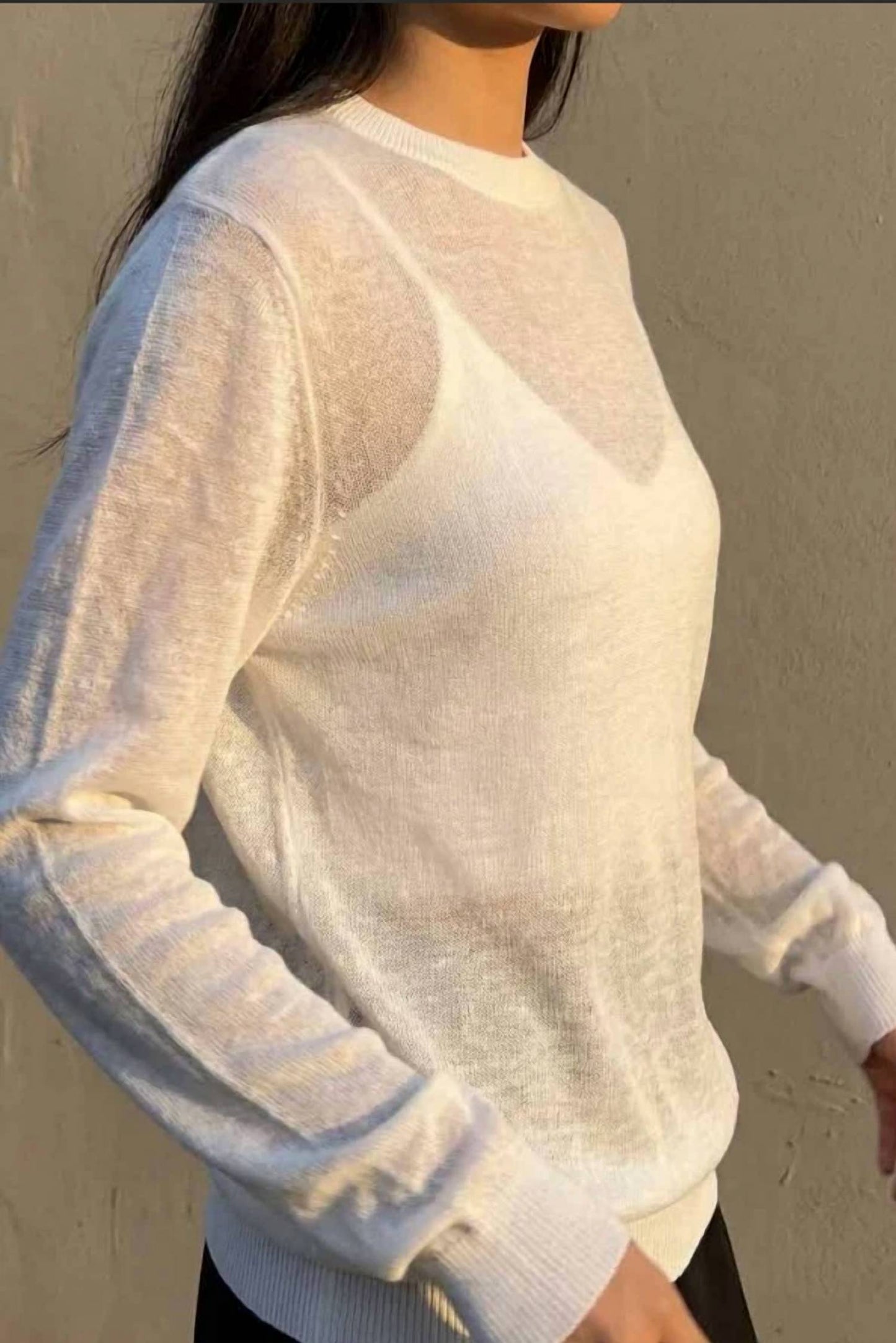 Women's Linen Tencel Crew Neck Top