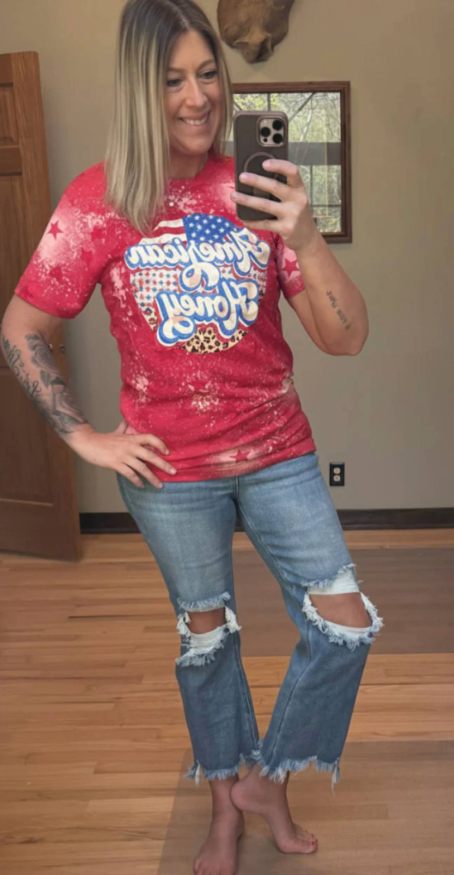 American Honey Retro Bleached Patriotic Graphic Tee