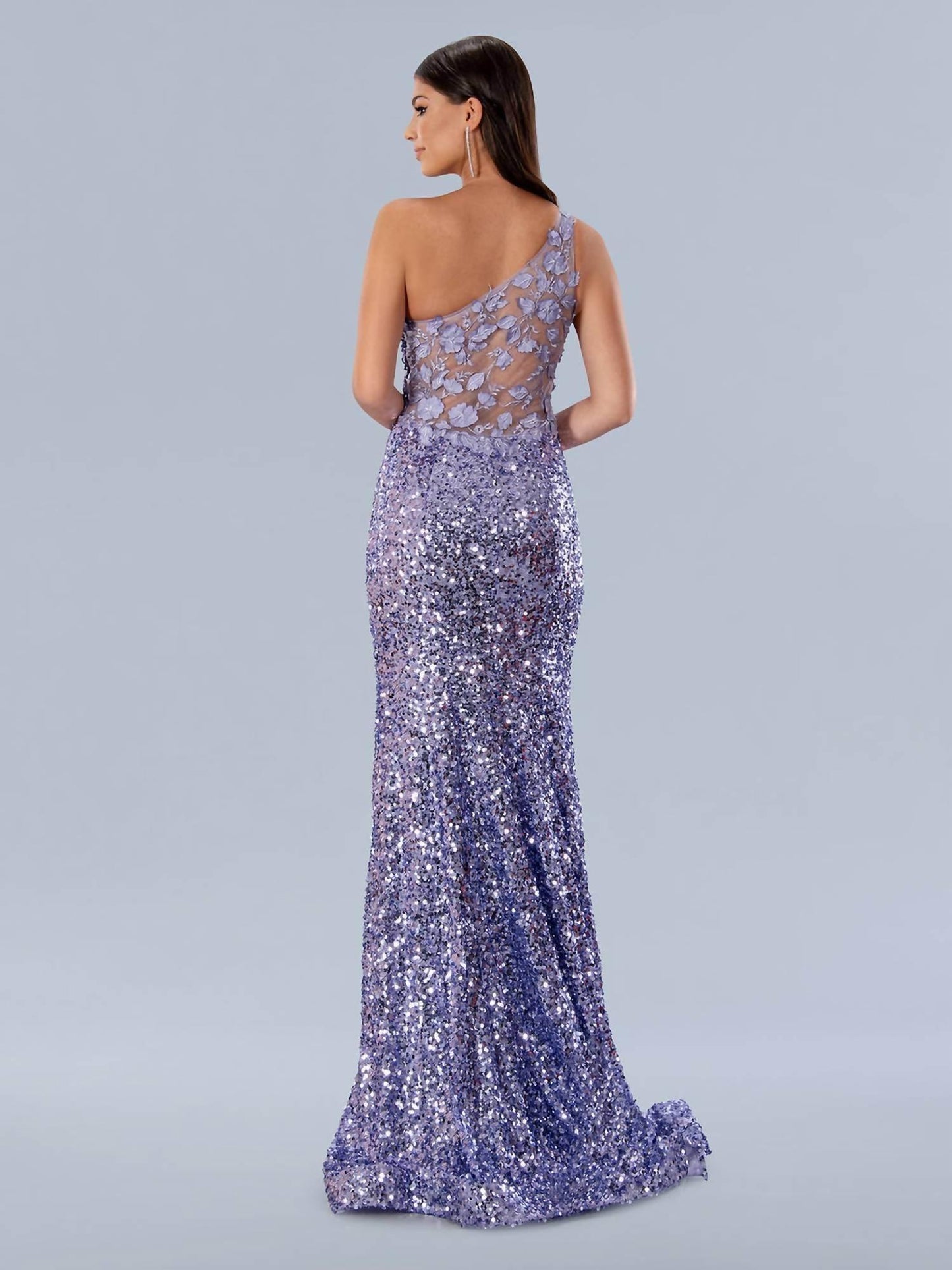 Stella Couture - One Shoulder Sequin Lace Prom Dress - Rack Hunt