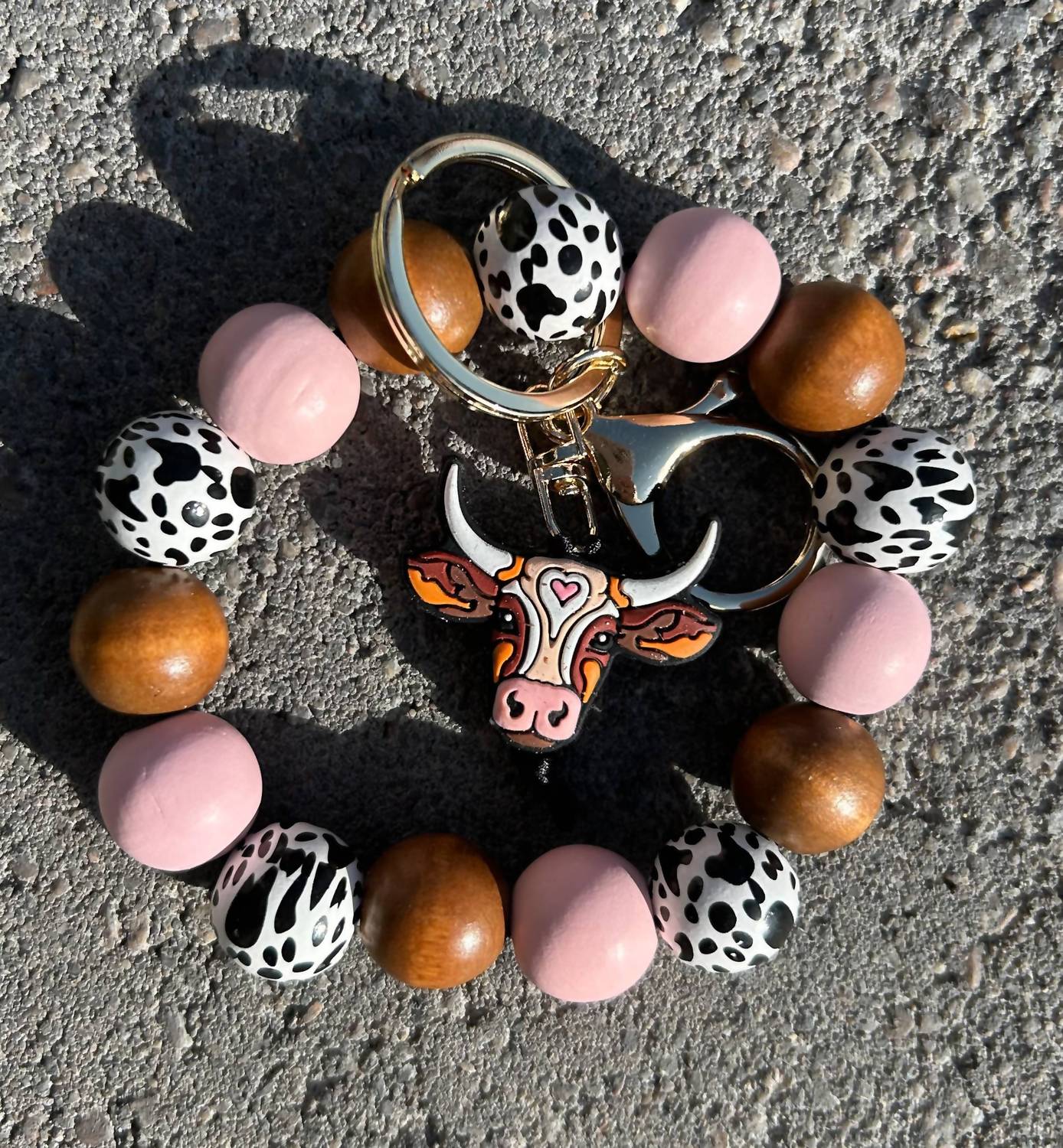 Women's Longhorn Focal Bead Wristlet Keychain