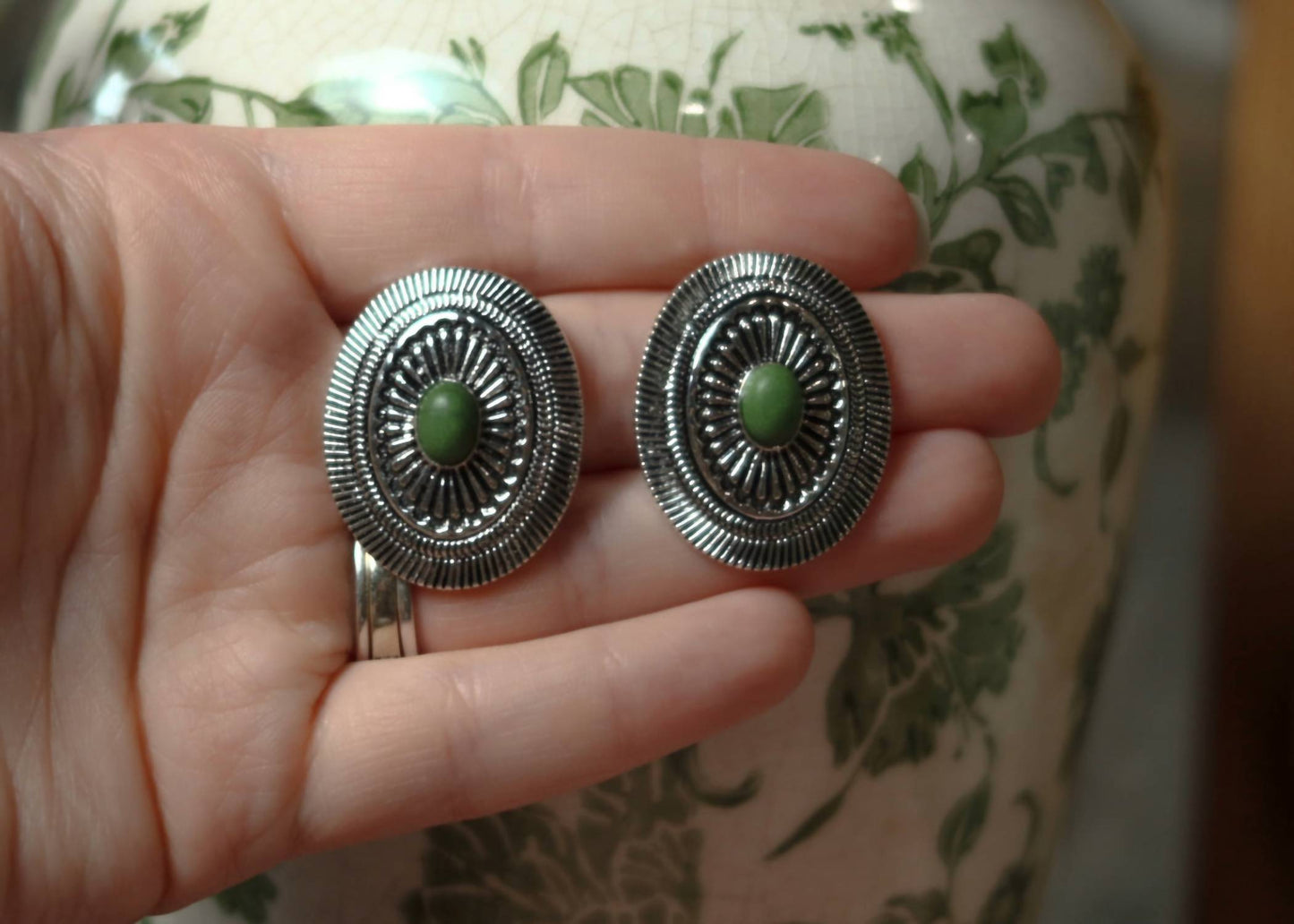 Women's Oval Concho Earrings
