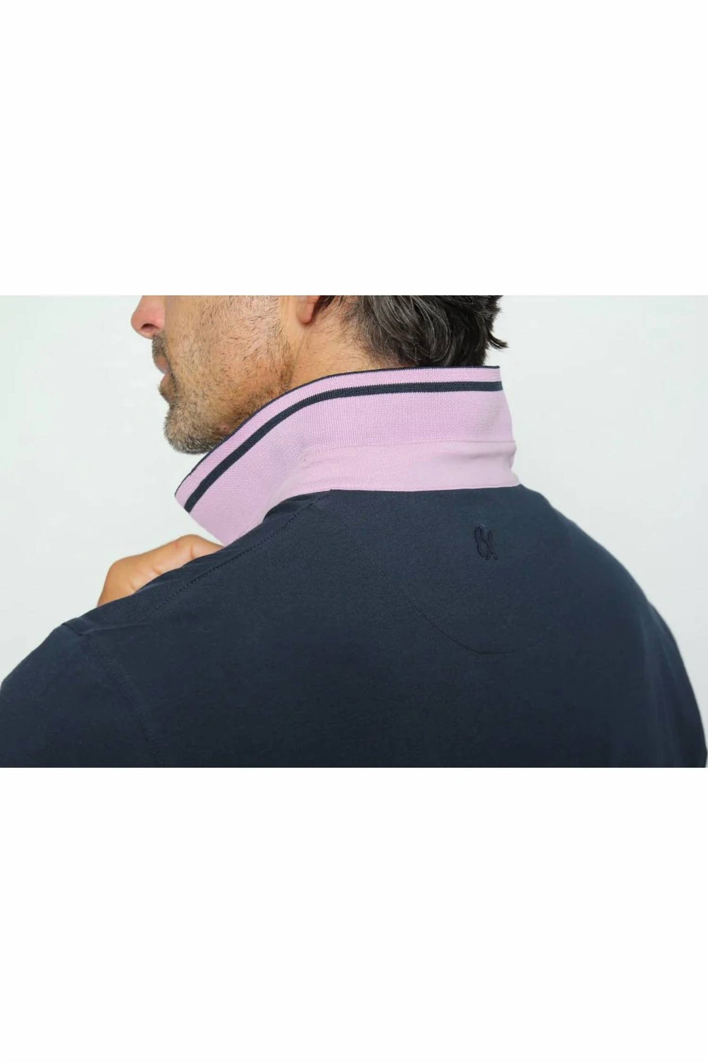 Polo With White And Pink Trim