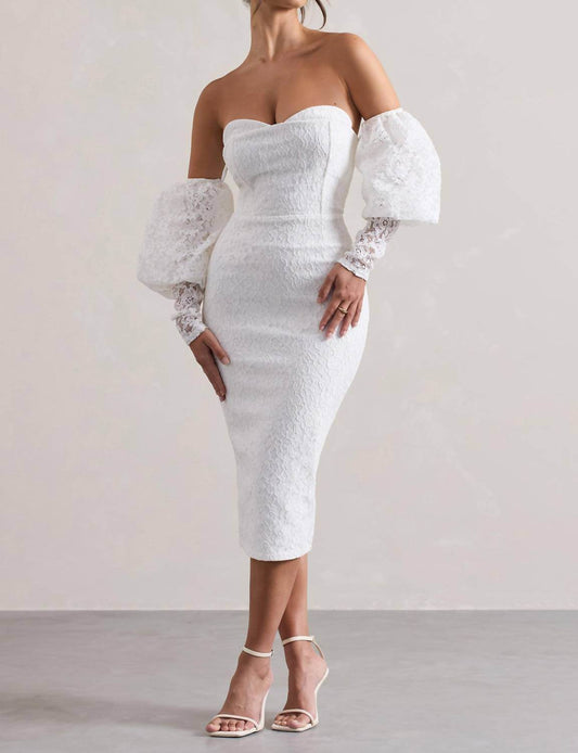 Club L London - Mary Lace Bardot Midi Dress - Rack Hunt