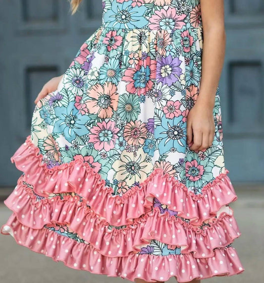 Girls Floral Ruffle Dress