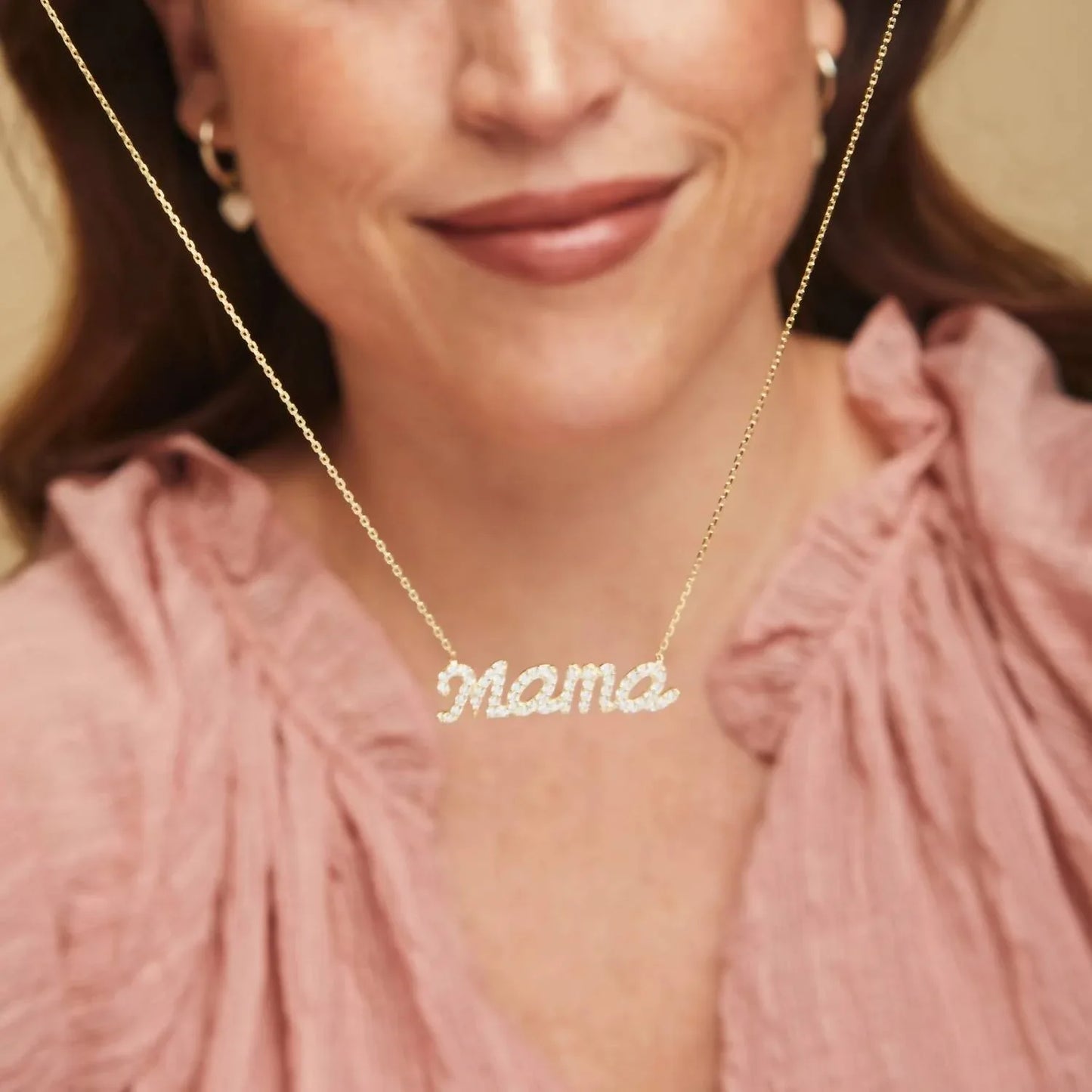 Allyanna Gifts - Women's Cubic Zirconia "mama" Necklace - side view - Rack Hunt