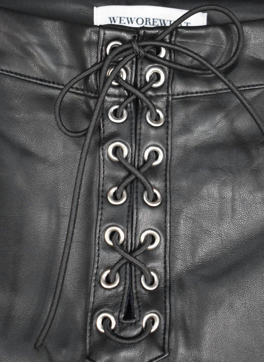 Women's Lace Up Vegan Leather Pants