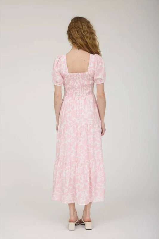 Floral Puff Sleeve Smocked Tiered Midi Dress