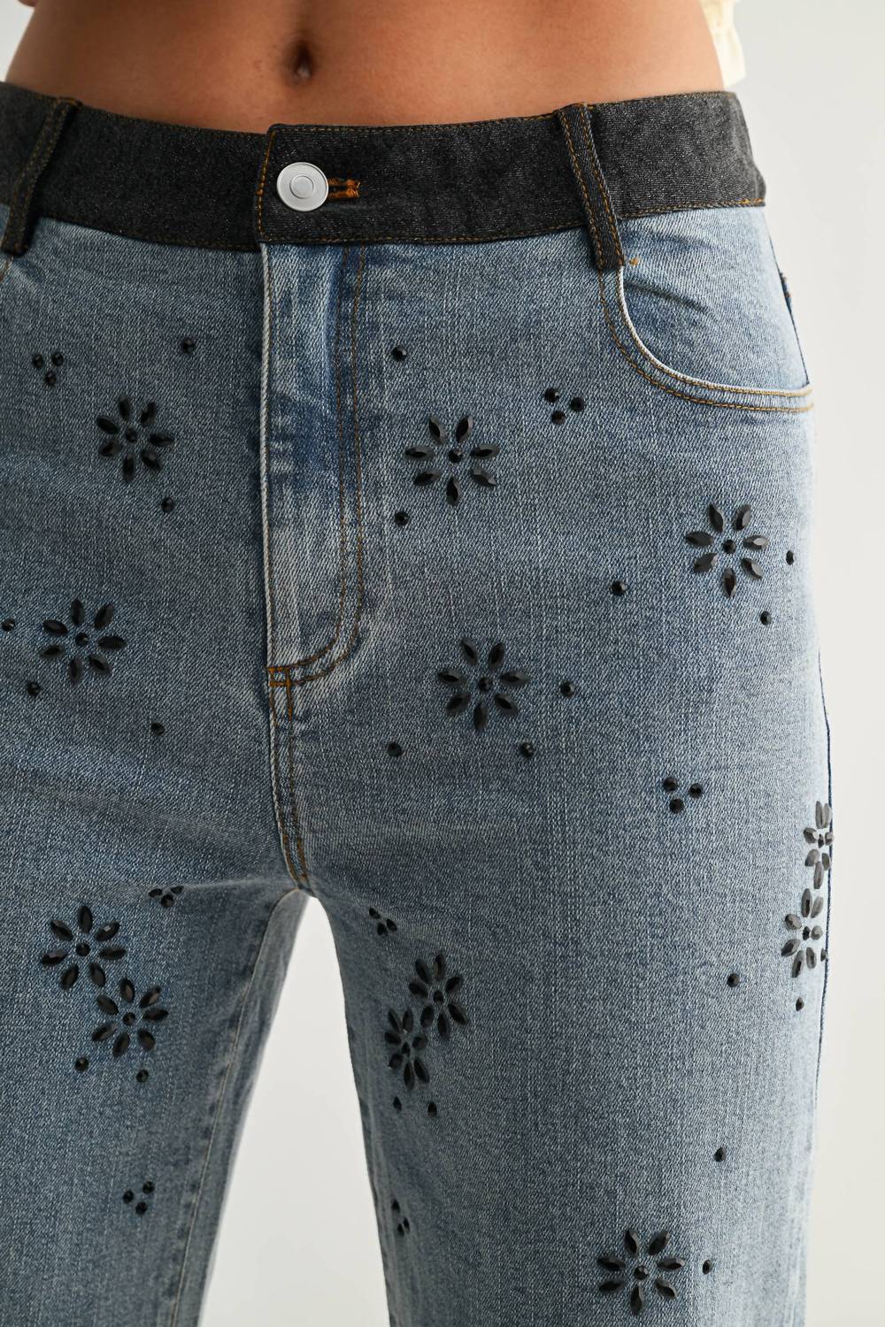 Straight-leg Jeans With Hot Fix Embellished