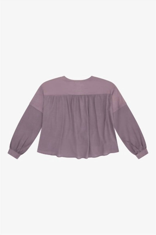 Girl's Cotton Gauze Mixed Media Long Sleeve Top