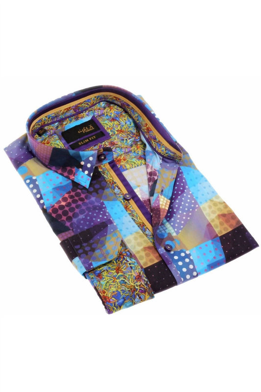 Print Button Down Shirt With Trim