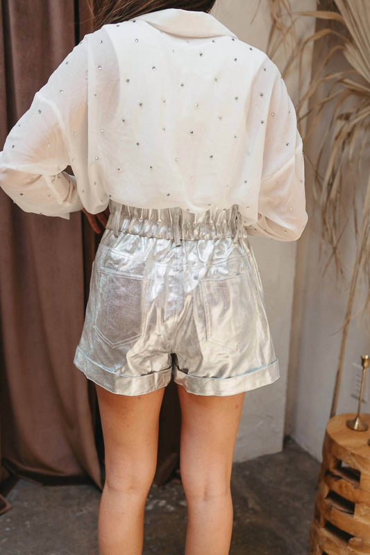 North End - Stardust Metallic High Waist Shorts - Rack Hunt -