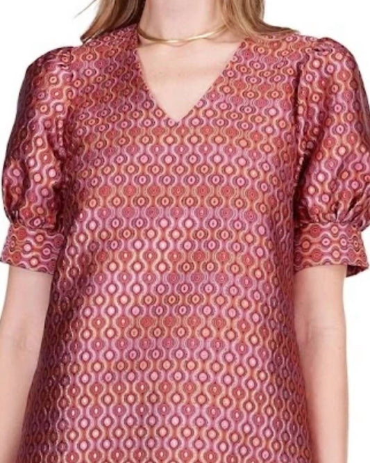 V-neck Short Sleeve Shift Dress