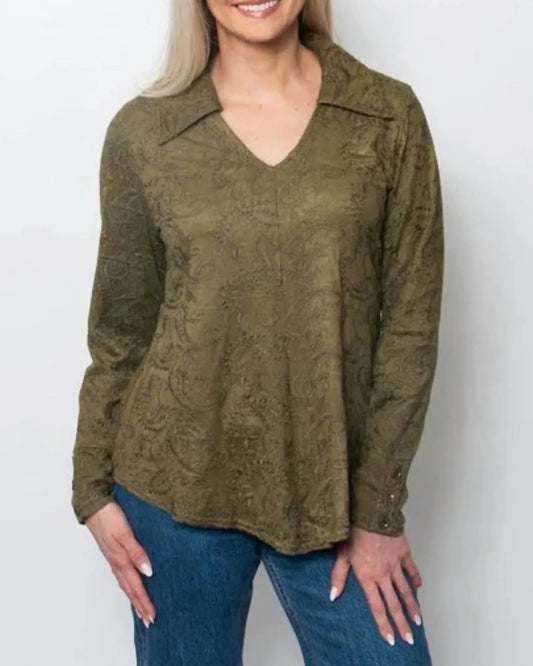 SNO SKINS - Embroidered Suede Johnny Collar Shirt - Rack Hunt
