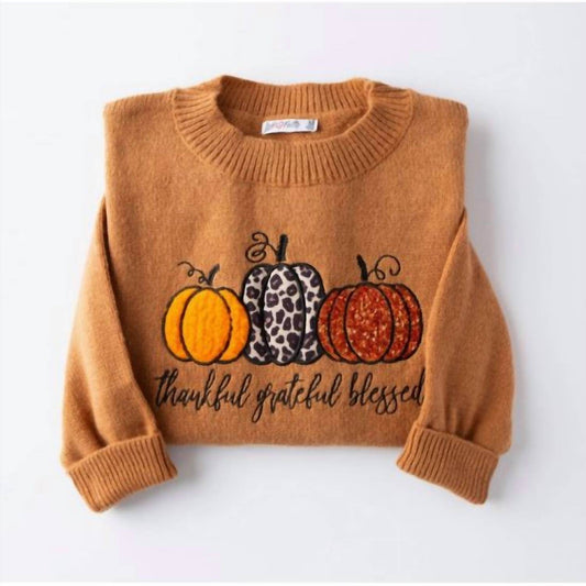 Love in Faith - Women's Grateful Thankful Blessed Pumpkin Sweater - Rack Hunt -