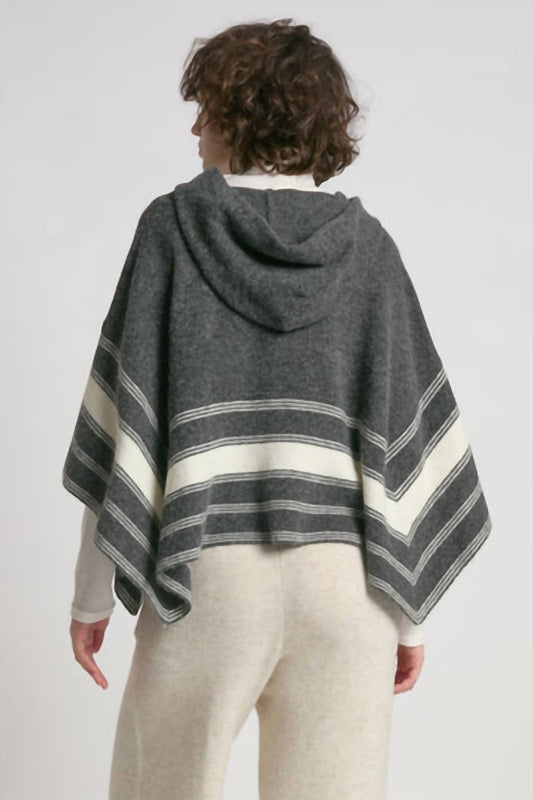 Striped Hood Cape Poncho