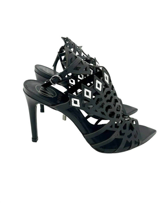 Werner - Women's Laser Cut Ankle Strap Open Toe Stiletto Heels - Rack Hunt -