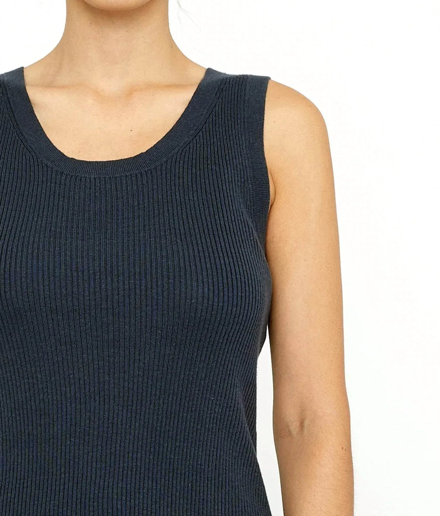 7115 by SZEKI - Linen Scoop Neck Knit Tank Top - Rack Hunt