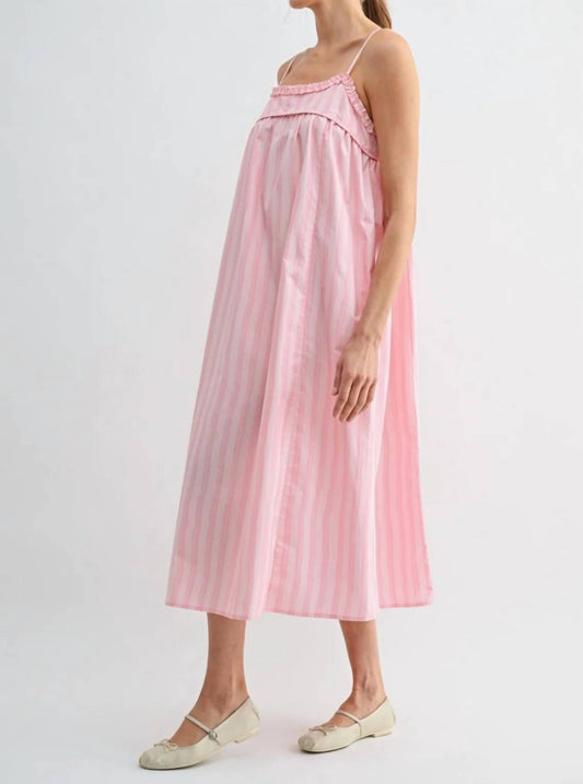 Striped Soft Ruffle Maxi Dress