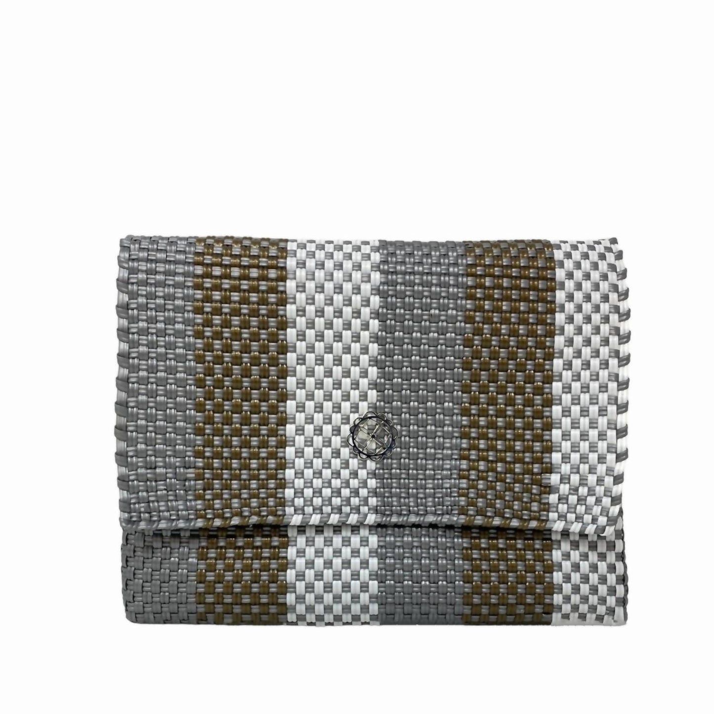 Women's Woven Stripe Long Metal Strap Crossbody Bag
