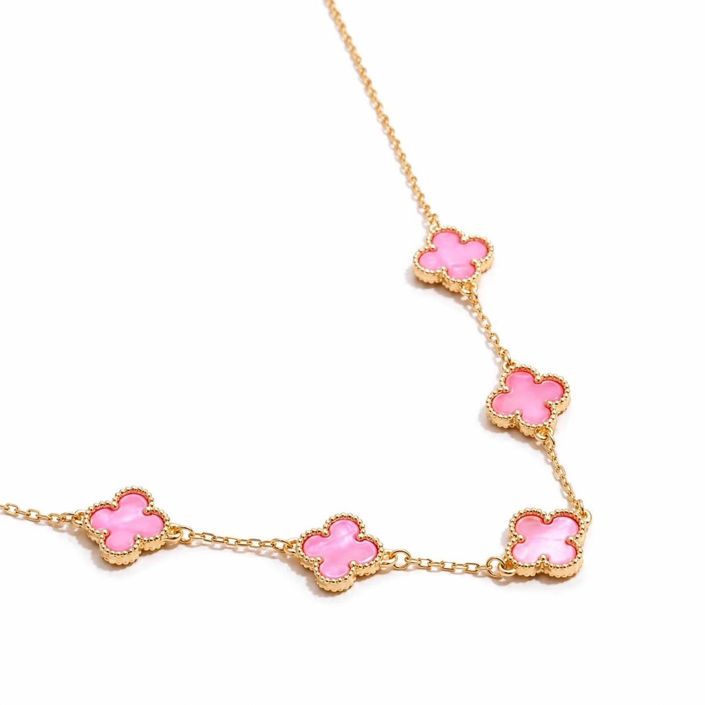 Women's Shell Clover Charm Necklace