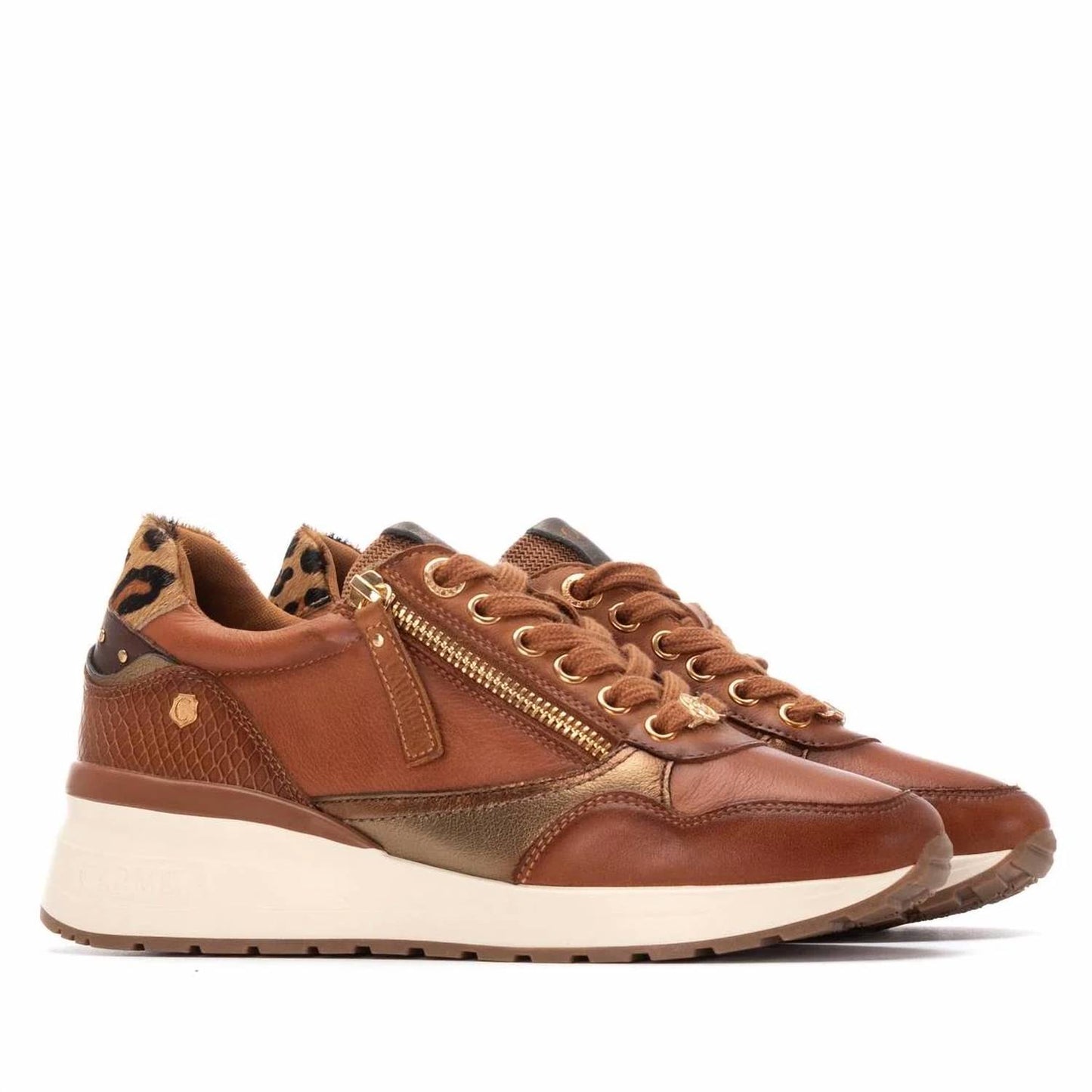 Women's Leather Wedge Lace-up Sneakers