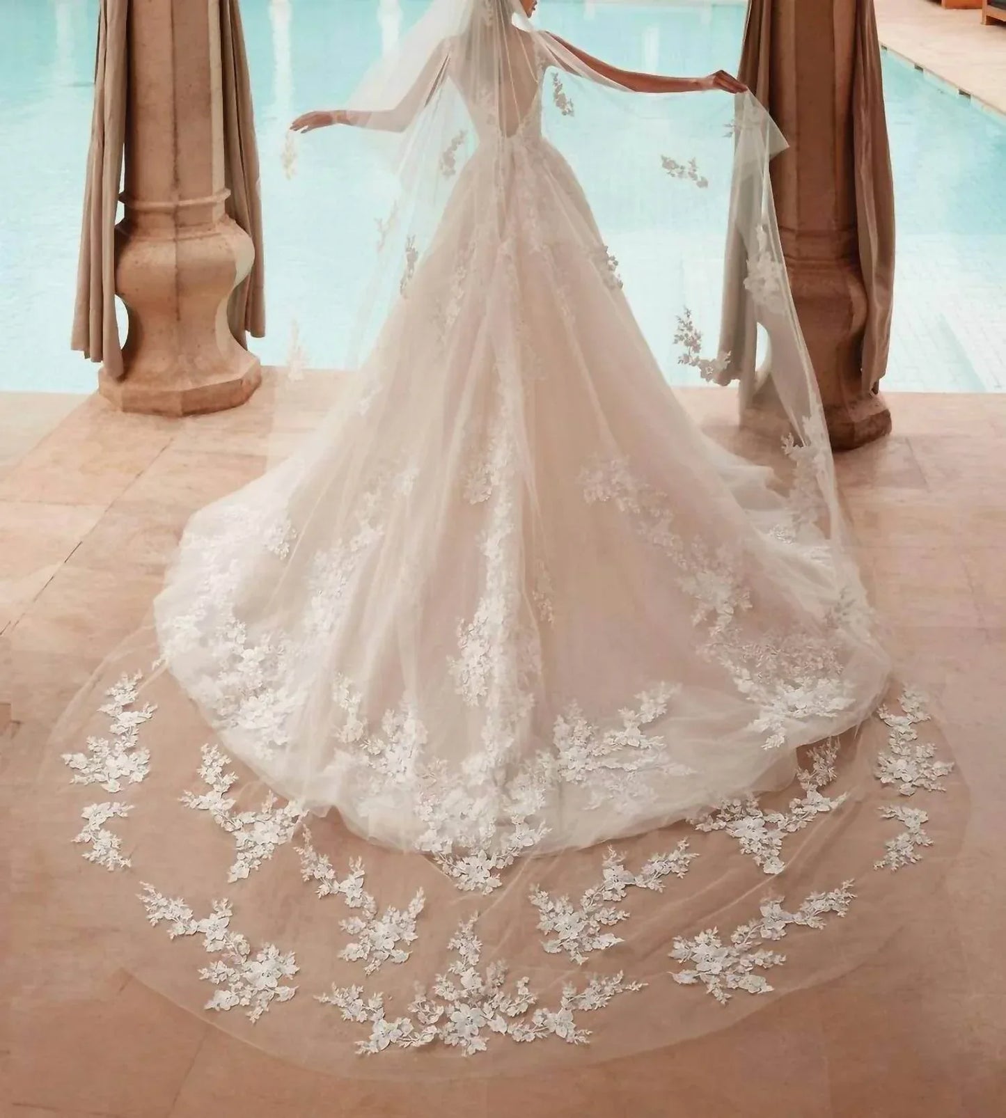 Demetrios - Beaded Lace Tulle Gown - Rack Hunt