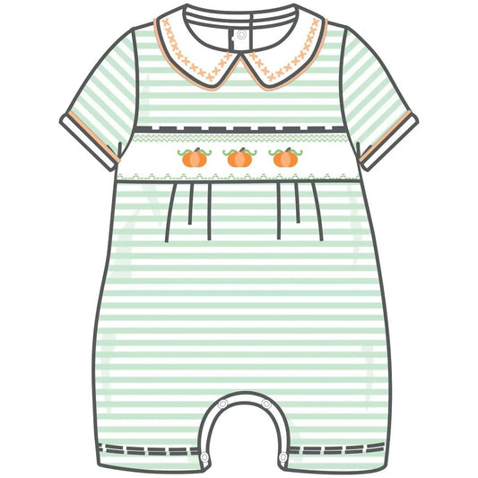 Magnolia Baby - Girl's Lil' Pumpkin Classics Smocked Short Playsuit - Rack Hunt