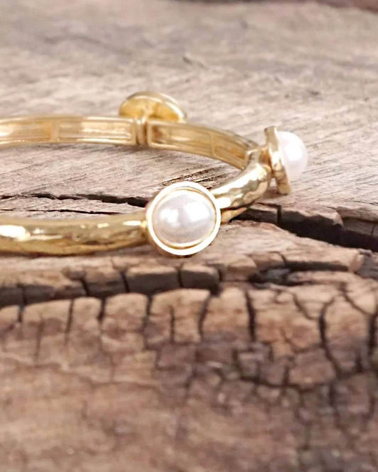 PennyLine Inc - Women's Pearl Hammered Stretch Bangle - Rack Hunt -