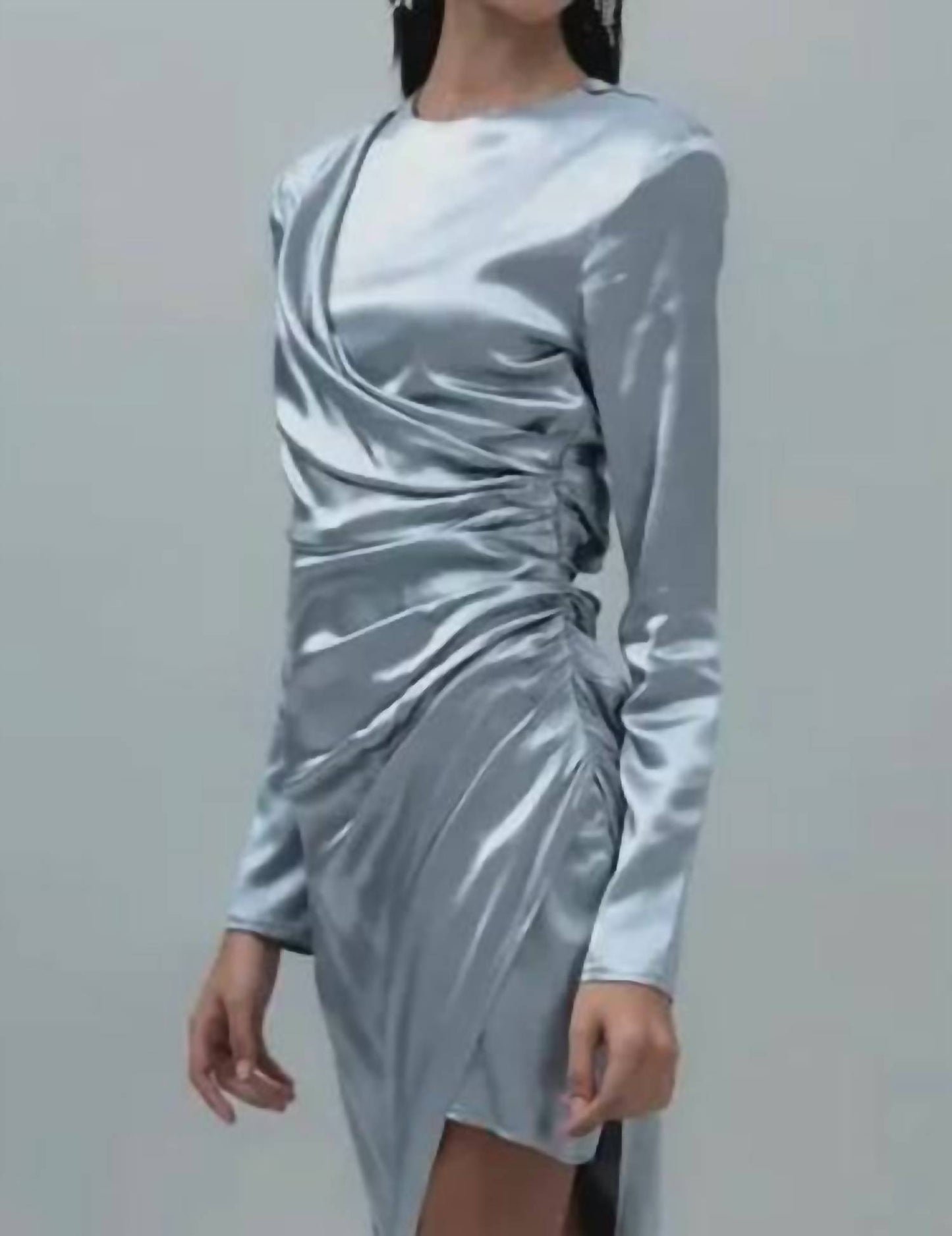 Asymmetrical Flair Hem Satin Midi Dress