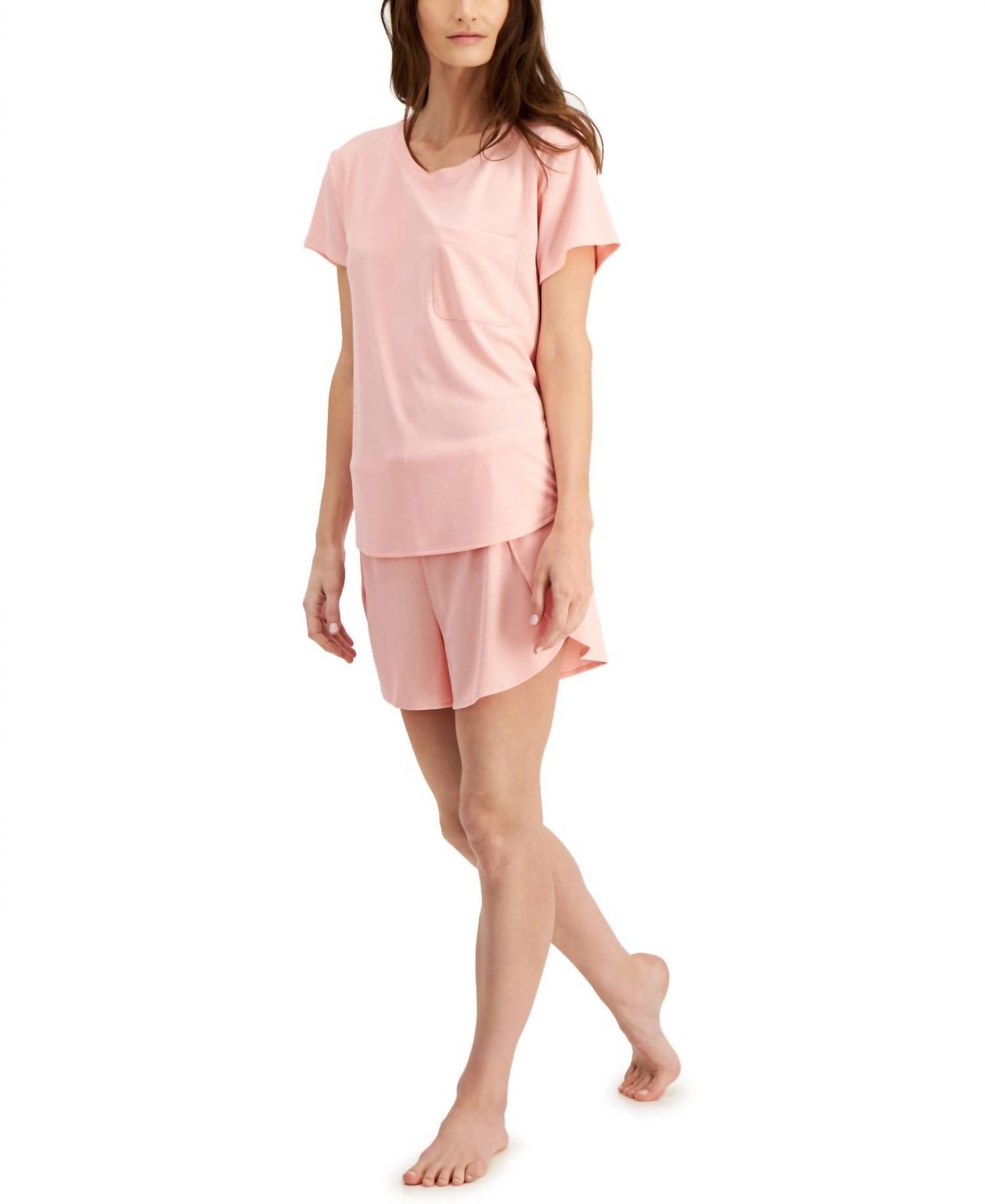 Pocket T-Shirt & Tulip-Hem Shorts Pajama Set
