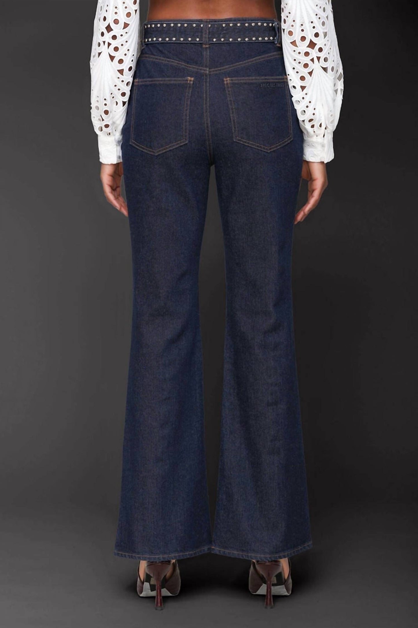 Studded Belt Flare Jeans