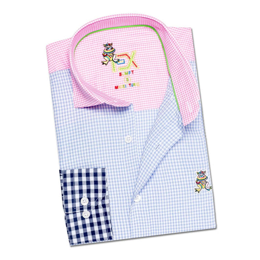 Frog Plaid Combo Button Down Shirt