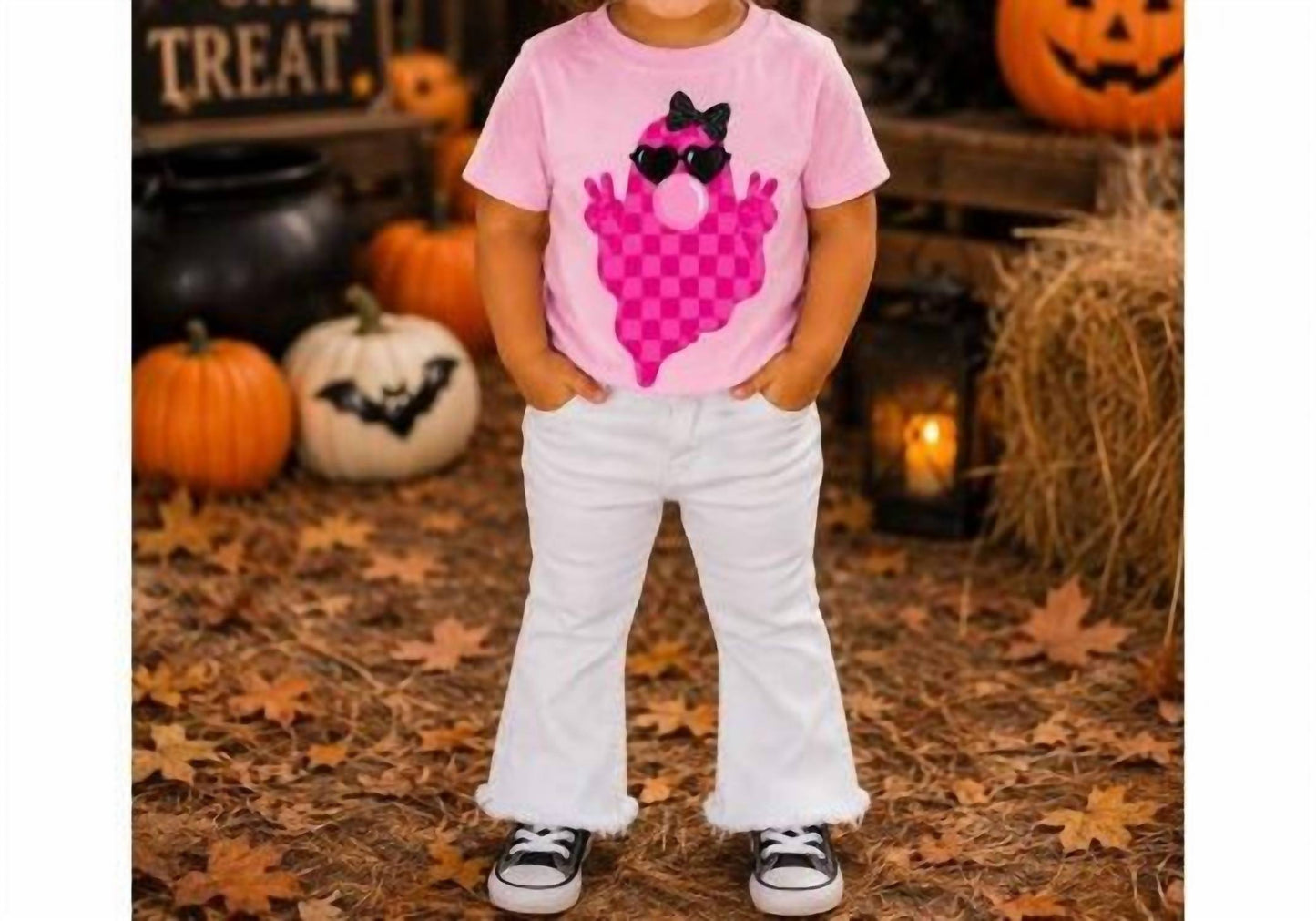 Girl's Girly Ghost Halloween Tee