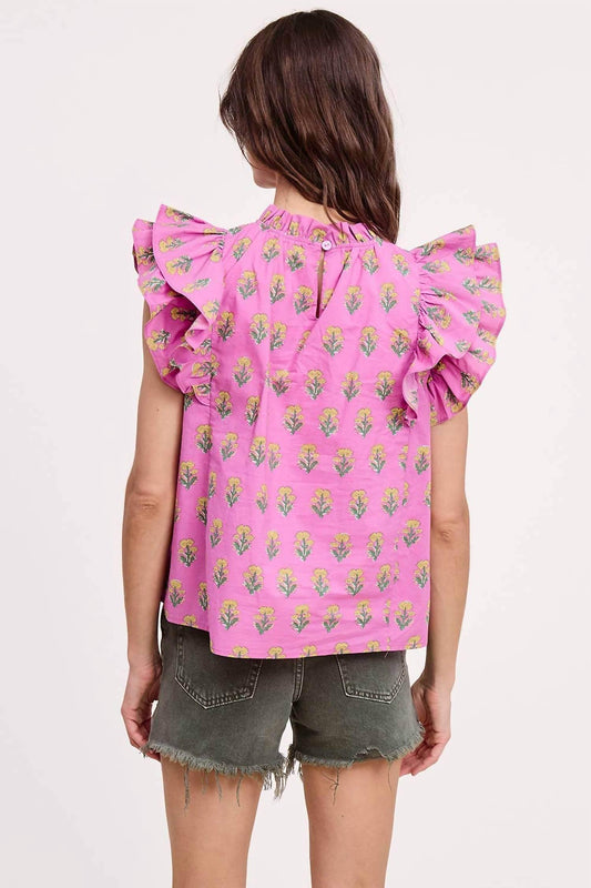 Ultramarine - Floral Cluster Ruffle Blouse - Rack Hunt