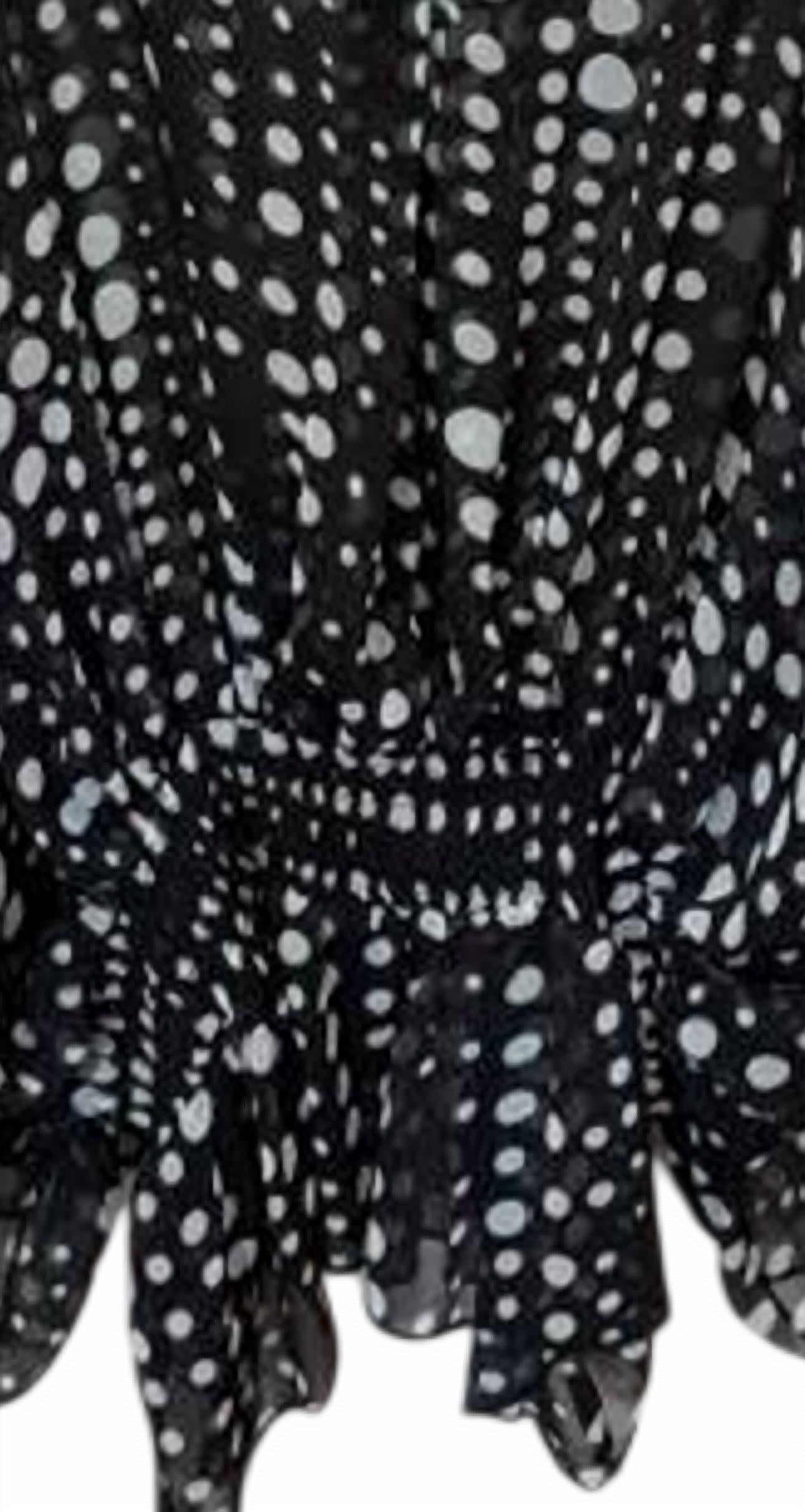Women Sheer Polka Dot Flutter Sleeve Blouse