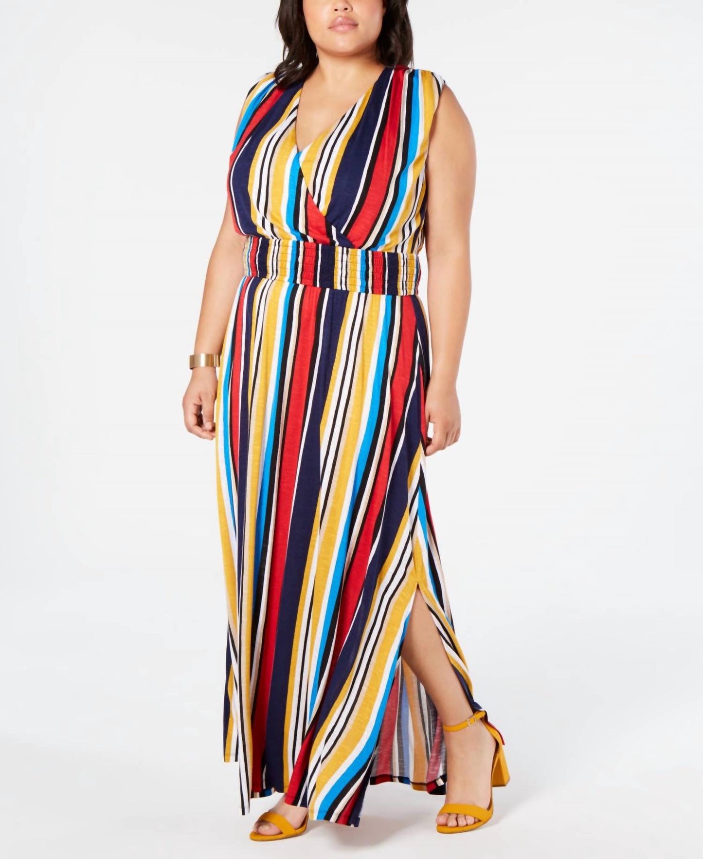 Striped Smocked Waist Maxi Dress - Plus