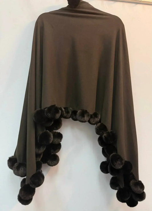 La Fiorentina - Faux Fur Poms Trim Wrap - Rack Hunt