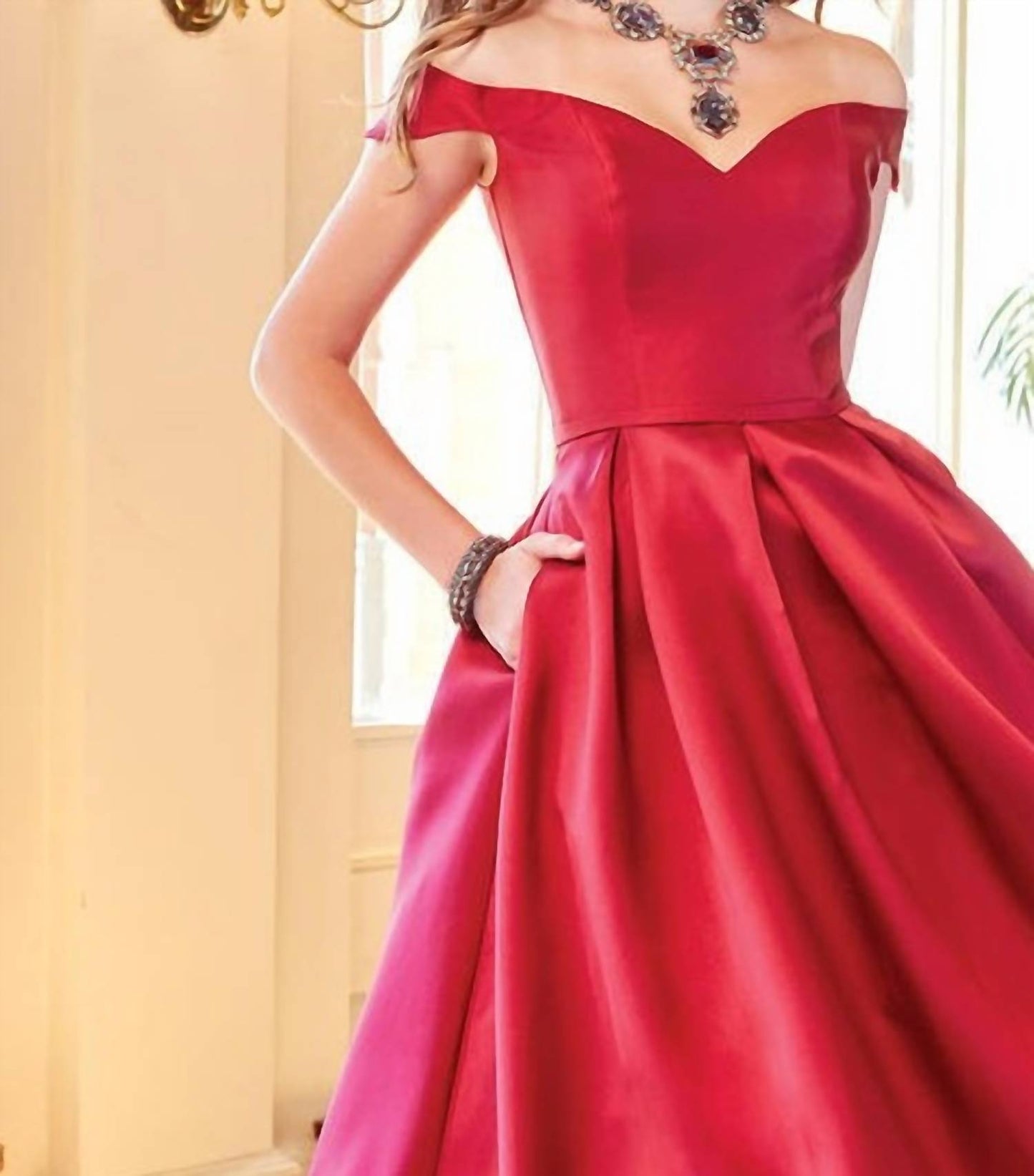 Mikado Sweetheart Off Shoulder Gown